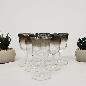 Vintage Mid Century Silver Fade MCM shot glasses